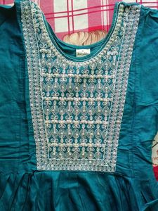 Teal Embroidered Kurta Dress