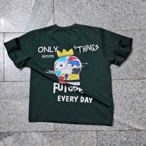 Dark Green Graphic Oversized Tee - Only Good