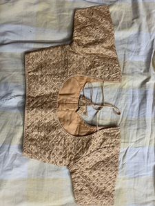 Not  Used Gold Self Embroidery Blouse