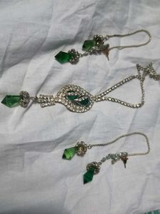 Emerald Green Stone Necklace &amp; Earring Set