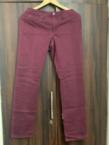 Burgundy Straight Leg Jeans
