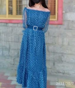 Chic Blue Off-Shoulder Maxi Dress