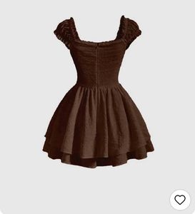 Square Neck Chocolate Brown Dress