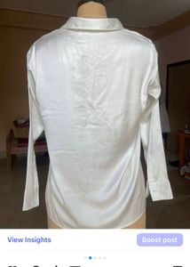 White Satin Button-Up