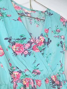 floral blue peplum top