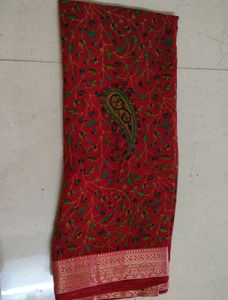 Elegant Red Paisley Saree