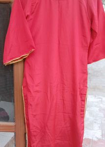 Elegant Red Kurta palazzo set with Gold Trim