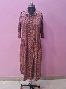 Printed Shirt Dress of maroon Ajrak