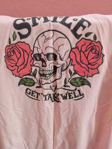 Pink Skull & Roses Graphic Tee