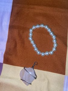 Real Rose Quarts Crystal Pendant With Pearls