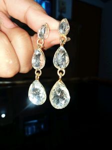 White Shinning Korean long Drop Earring