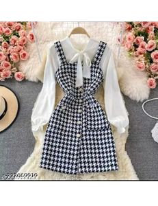 Houndstooth Dress with Blouse
