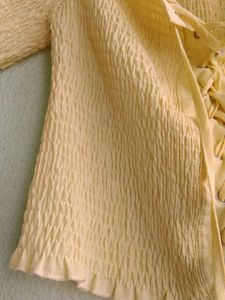 Yellow Smocked Crop Top