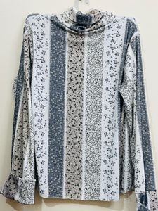 Floral Print Turtleneck Top