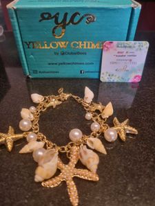 Yellow Chimes Bracelet Beachy W Shells New