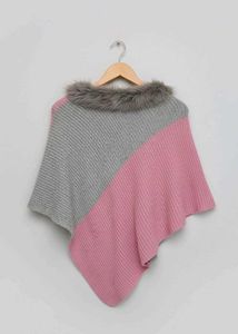 Stylish Pink &amp; Grey Poncho