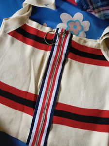 Striped Zip-Front Tank