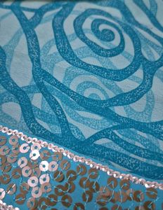 Teal Rose Print Saree