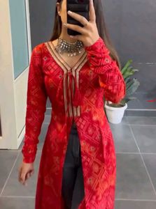 Red Bandhani Print Tunic