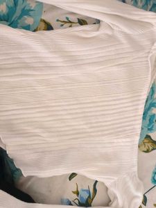 New SAVANA White Off-Shoulder Ribbed Top