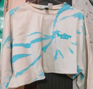 H&M White Cropped Sunday Soul Hoodie