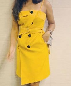 Yellow Blazer Dress/kinda Formal One Piece For Wom