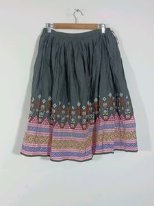 Black Printed Casual Skirt (Women)