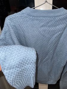 Powder Blue Knitted Sweater For Women