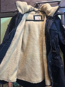 Zara Girls Outwear Blue Hooded Jacket