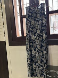 Navy &amp; White Printed Dress