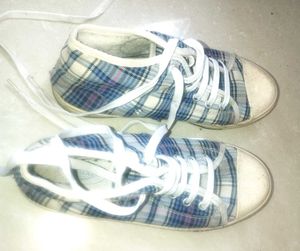 Plaid High-Top Sneakers