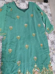 Green Embellished Kameez