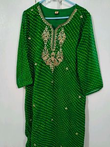 Leheriya Green Kurta