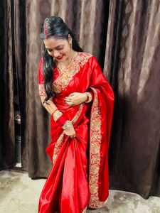 Red Embroidered Saree
