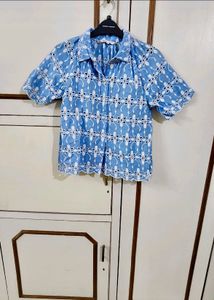 Blue Embroidered Top