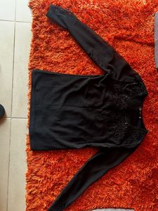 Black Embellished Long Sleeve Top