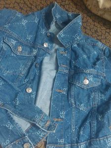 Denim Jacket with Love Print