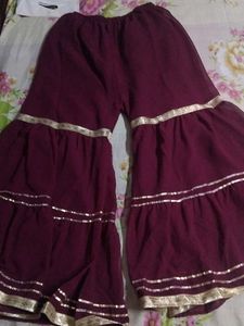 Purple Embellished Kurta with Plazzo