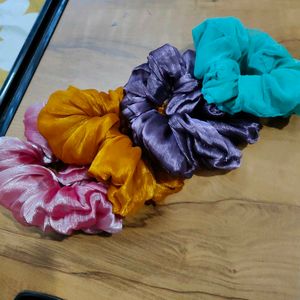 Colorful Satin Scrunchie Set
