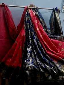 Elegant dark pink & Blue Saree
