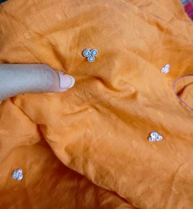 Orange Embroidered Kurti