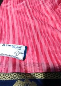 Elegant Pink Striped Saree