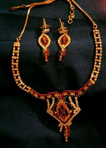 Diamond Necklace In Multi Color With Earning. ..