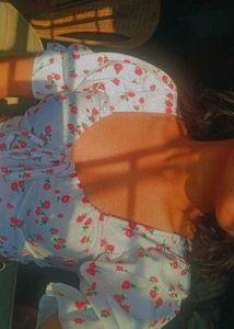 Floral Tie-Front Puff Sleeve Top