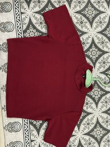 Burgundy Mock Neck Crop Top