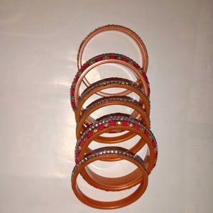 Red &amp; Silver Bangle Set