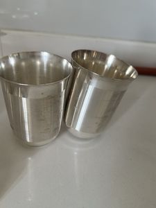 4  Bowls glass 2 plate all German silve