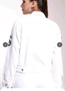 White Solid Denim Jacket