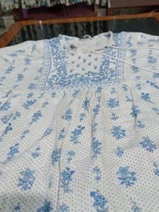 Blue Floral Print Tunic Top