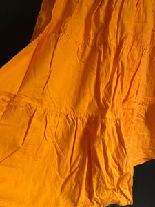 *Vibrant Orange Puff Sleeve Skater Dress